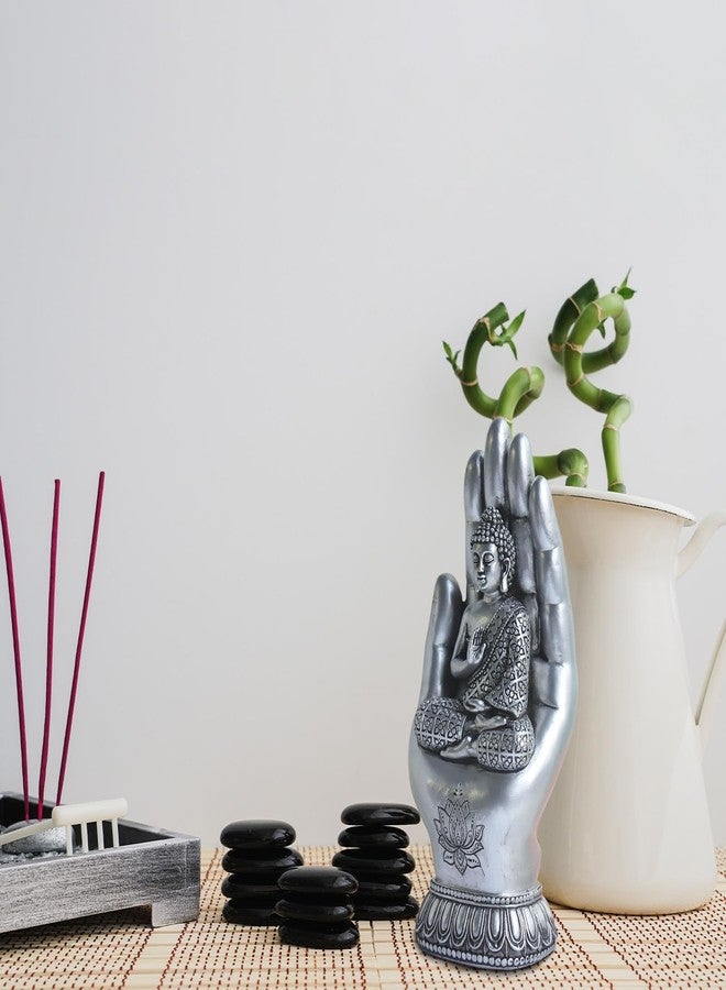 Pigort Buddha Statue Home and Garden Zen Lotus Decorative Sculpture Praying Collectibles Figurines,Home Decoration for Self 9.1 in, Resin - Image 4